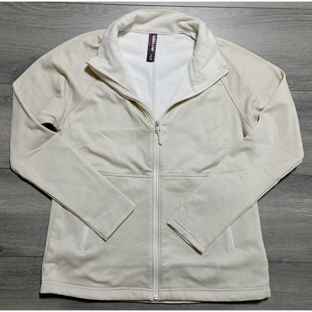 Kirkland Signature Womens Fleece Jacket Oatmeal Full Zip Athletic Medium 7772000